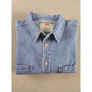 Levi's Denim Shirt XL Button Up Blue Workwear Y2K Vintage Style Cotton